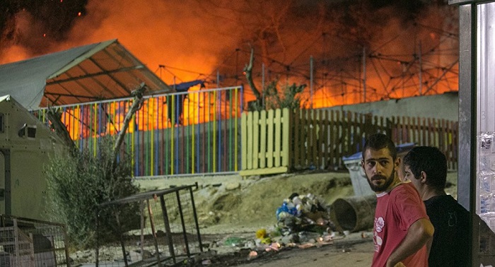 Woman, two children reportedly killed in Lesbos refugee camp fire 